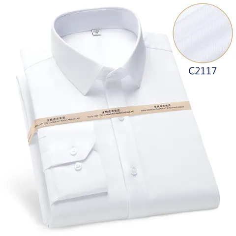 Men High-Grade Long Sleeve Formal Shirt 100S Double-Ply Pure Cotton Business DP Non-Iron Wrinkle-Resistant Button-Down Top