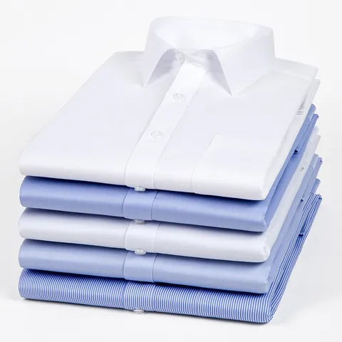 Men High-Grade Long Sleeve Formal Shirt 100S Double-Ply Pure Cotton Business DP Non-Iron Wrinkle-Resistant Button-Down Top