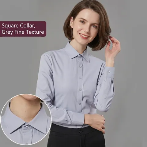Women's Professional Long Sleeve Blouse Slim Fit Business Formal Work Shirt Cotton Blend Commuter OL Top For Interview