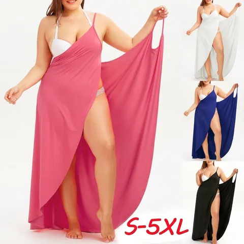 Elegant Sexy V-Neck Irregular Ruffle Hem Wrap Dress For Women Acetate Lace Patchwork Summer Beach Party Midi Dress Plus Size
