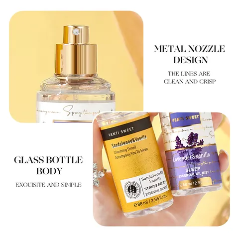 Brume d'Huile Essentielle pour Femmes Spray Corporel Parfum Durable Relaxant Lavande Bois de Santal Flacon en Verre Cadeau