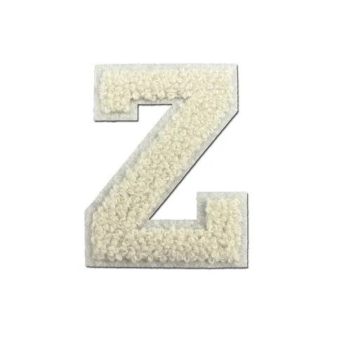 Chenille White Letter Patches Alphabet Towel Embroidered Iron On Applique For Clothing Jacket Hat Bag Shoes DIY Decoration