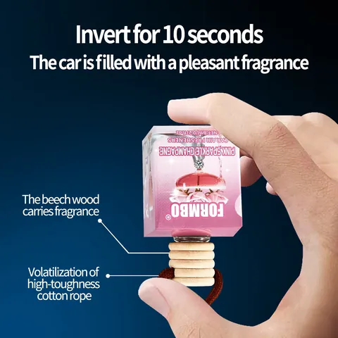 FORMBO Deodorante per Auto Bottiglia di Profumo in Vetro Sospesa Con Coperchio in Legno Fragranza a Lunga Durata Decorazione Interna