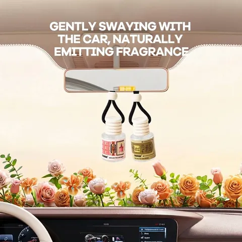 FORMBO Désodorisant de Voiture Pendentif Bouteille en Verre avec Bouchon en Bois Parfum Naturel Huile Essentielle Longue Durée