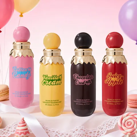 Gourmet Series Hair And Body Fragrance Mist For Women Cotton Candy Vanilla Cream Chocolate Oud Juicy Apple Long Lasting Scent Spray