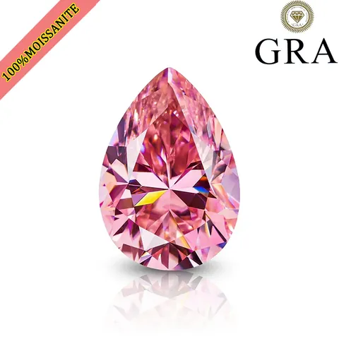 Moissanita Rosa Corte de Pera Gema Suelta Con Certificado GRA Diamante Creado en Laboratorio para Fabricación de Joyas Moissanita Brillante