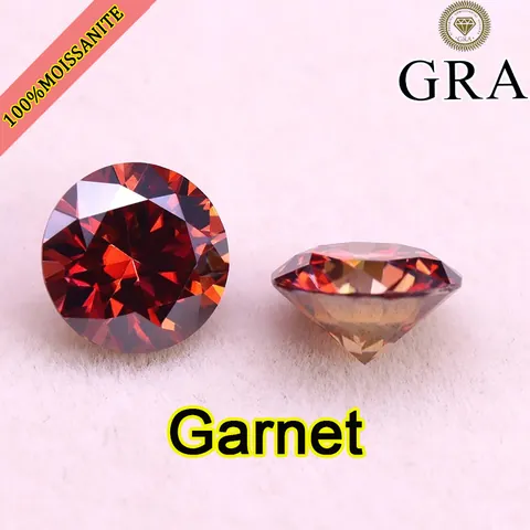Round Brilliant Cut Garnet Red Moissanite Loose Gemstone With GRA Certificate For Jewelry Making Birthstone