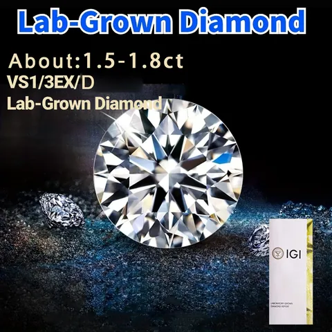 Diamant de Laboratoire 1,5-1,8ct Couleur D Pureté VS1 Taille Brillant Rond Diamant non Monté Certifié HPHT Avec Rapport IGI