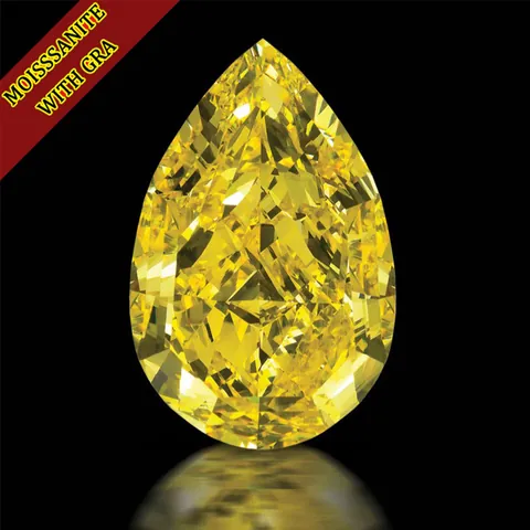 Piedra Suelta de Moissanita Amarillo Limón Corte de Pera VVS Con Certificado GRA Forma de Gota de Agua Para Joyería DIY
