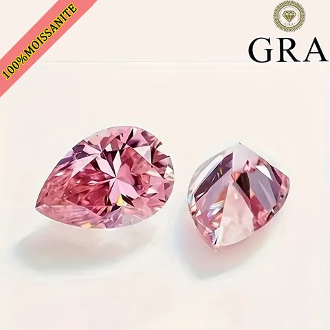 Moissanita Rosa Corte de Pera Gema Suelta Con Certificado GRA Diamante Creado en Laboratorio para Fabricación de Joyas Moissanita Brillante