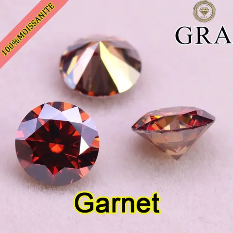 Round Brilliant Cut Garnet Red Moissanite Loose Gemstone With GRA Certificate For Jewelry Making Birthstone