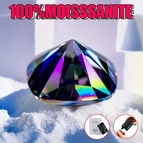 Regenboog Groene Kussenvormige Slijpvorm Moissaniet Losse Steen Met GRA Certificaat Vierkant Regenboog Vuur Moissaniet Voor DIY Sieraden