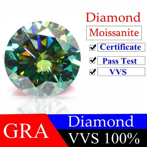 Rund Brillantschliff Grün Moissanit Loser Stein VVS Reinheit Acht Herzen Und Acht Pfeile Mit GRA Zertifikat Moissanit Edelstein Für Ring Schmuckherstellung Damen Geschenk
