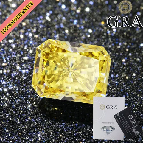 Piedra de Moissanita Amarillo Limón Corte Radiant Claridad VVS Certificado GRA Para Creación de Joyería Personalizada Piedra Profesional