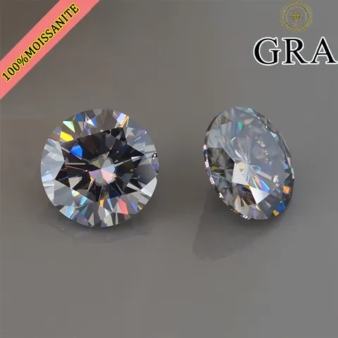 Loose Gray Moissanite Round Brilliant Cut Lab Created Gemstone With GRA Certificate For Jewelry Making