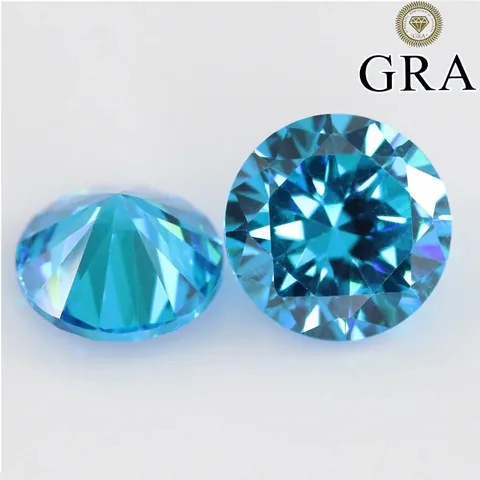 Moissanita Azul Mar Piedra Suelta Redonda VVS1 Corte Excelente Piedra Preciosa Brillante Centelleante para Joyería Certificado GRA