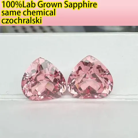 Zaffiro Rosa Ciliegio Creato in Laboratorio Qualità AAA Pietra Preziosa Sciolta Taglio a Cuore Pietra Sintetica per Gioielli