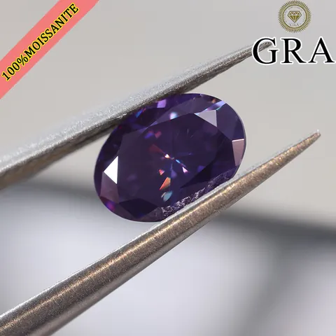 Piedra Suelta de Moissanita Corte Ovalado Púrpura Imperial Certificado GRA Piedra Preciosa de Laboratorio para Creación de Joyas DIY Anillo