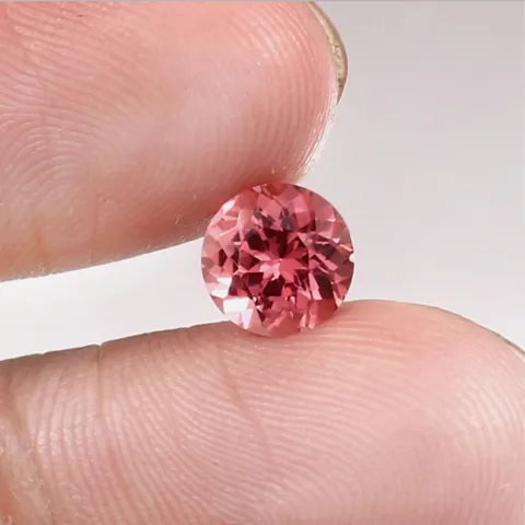 Gema Suelta de Corindón Padparadscha Facetada Redonda Para Fabricación de Joyería Piedra Rosa Naranja Pasa Prueba de Pluma de Diamante