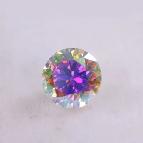 1ct Round Lab-Created Moissanite Loose Gemstone AB Color Iridescent Diamond With GRA Certificate For Fine Jewelry Making