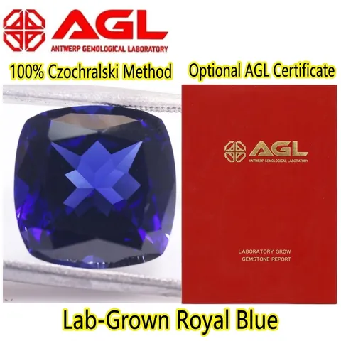 Zafiro Azul Real Creado en Laboratorio Piedra Suelta Corte Cojín Para Creación de Joyas Diseños Personalizados Opción AGL
