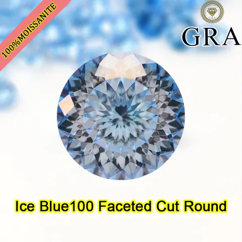 Ice Blue Στρογγυλός Μοϊσανίτης Ακατέργαστος 100 Εδρών Με Πιστοποιητικό GRA Εργαστηριακός Πολύτιμος Λίθος για Κοσμήματα