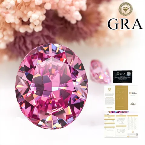Piedra Suelta de Moissanita Rosa Corte Ovalado VVS1 Corte Excelente Diamante de Laboratorio Con Certificado GRA para Fabricación de Joyería de Alta Gama