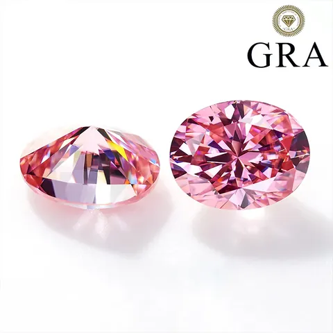 Piedra Suelta de Moissanita Rosa Corte Ovalado VVS1 Corte Excelente Diamante de Laboratorio Con Certificado GRA para Fabricación de Joyería de Alta Gama