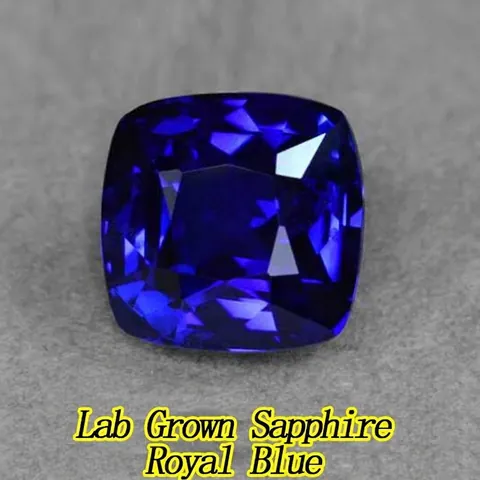 Saphir de Laboratoire Pierre Gemme Non Sertie Bleu Royal Taille Coussin Matériau de Joaillerie Certificat AGL Optionnel
