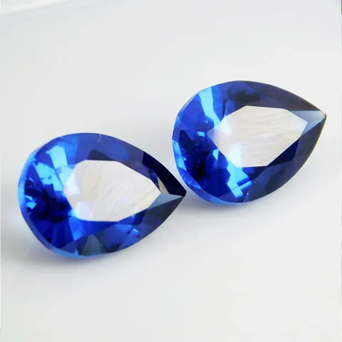 Piedra Suelta de Corindón Azul Real de Corte Natural Forma de Pera Gota para Accesorios de Fabricación de Joyas Bricolaje