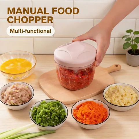 Manual Pull String Garlic Press Food Chopper Stainless Steel Blade Fruit Vegetable Mincer Meat Grinder Kitchen Gadget For Baby Food