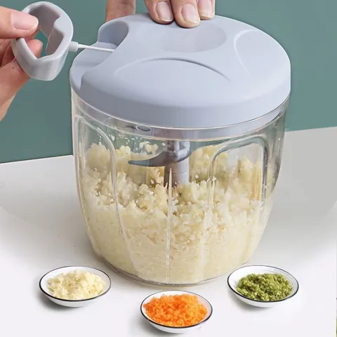 Manual Pull String Garlic Press Food Chopper Stainless Steel Blade Fruit Vegetable Mincer Meat Grinder Kitchen Gadget For Baby Food