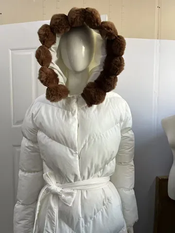 Dames Halflange Gewatteerde Jas Met Kunstvossenbont Kraag Capuchon Slanke Taille Winterjas Warme Gewatteerde Bovenkleding