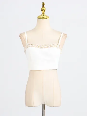 Women Elegant Top And Bottom Set Cotton Sleeveless Crop Top High Waisted Wide Leg Pants Sexy White Summer Outfit For Party