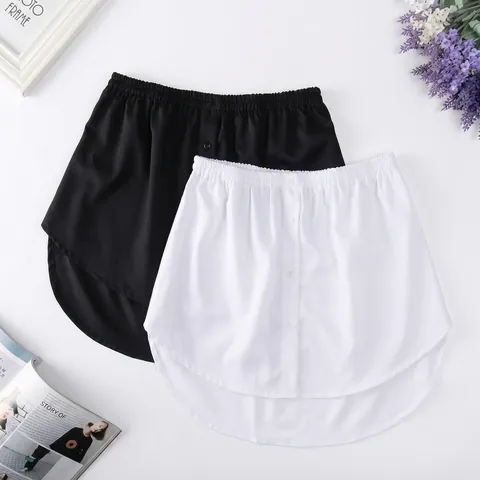Gonna a Finto Orlo da Donna Estensore per Camicia Minigonna Strumento per Stratificazione in Poliestere Tinta Unita Decorazione Bottone Stile Preppy Vita Regolabile