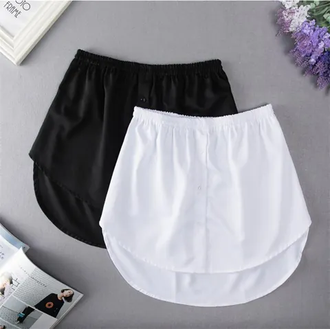 Gonna a Finto Orlo da Donna Estensore per Camicia Minigonna Strumento per Stratificazione in Poliestere Tinta Unita Decorazione Bottone Stile Preppy Vita Regolabile