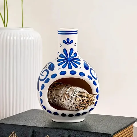 Blue And White Ceramic Aromatherapy Incense Burner Palo Santo Wood Holder For Meditation Yoga Home Decor Zen Style Burner