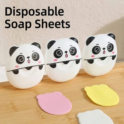Panda Portable Soap Paper Sheets Travel Hand Wash Disposable Mini Soap Flakes With Plastic Case Outdoor Camping Cleaning Supplies