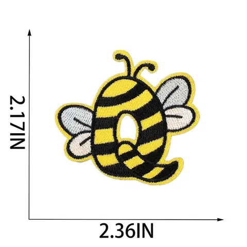 Cartoon Bee Alphabet Embroidered Patch Iron On Applique For Clothing DIY Decor Letter Patches For Backpack Jacket Sewing Accessories