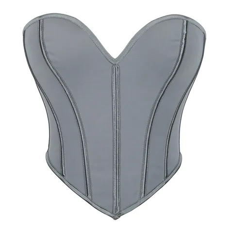 Damen Casual Vintage Einfarbig Herz-Ausschnitt Ärmellos Figurbetont Korsett Top Bustier Party Clubwear