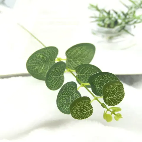 Artificial Eucalyptus Stem Plastic Money Leaf Silk Screen Printed Realistic Greenery For Wedding Home Office Photography Decoration