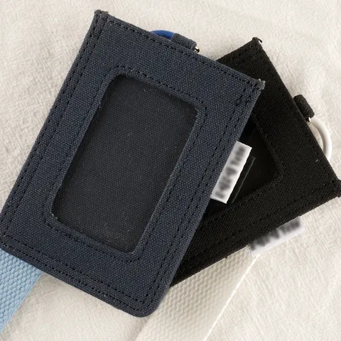 DIY Embroidered Patch Canvas ID Card Holder Keychain Lanyard Set For Women Teens Korean Style Polyester Fabric Accessory