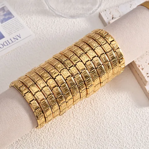 Minimalistisches Edelstahl Italienisches Modulares Charm Armband Vergoldet DIY Buchstabendesign Mode Schmuck Zubehör Für Damen Herren