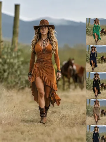 Women's Bohemian V-Neck Ruffle Maxi Dress Long Sleeve High Waist Pleated Irregular Hem Long Dress Casual Holiday Party Dress
