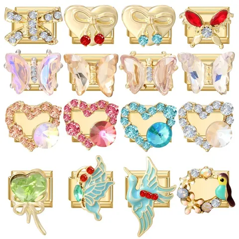 Italiaanse Stijl DIY Modulaire Armband Charms Roestvrij Staal Vlinder Hart Vogel Schakels Voor Sieraden Maken Gepersonaliseerde Sieraden