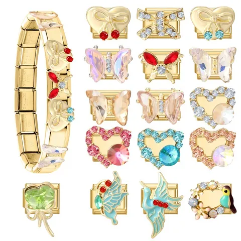Italiaanse Stijl DIY Modulaire Armband Charms Roestvrij Staal Vlinder Hart Vogel Schakels Voor Sieraden Maken Gepersonaliseerde Sieraden