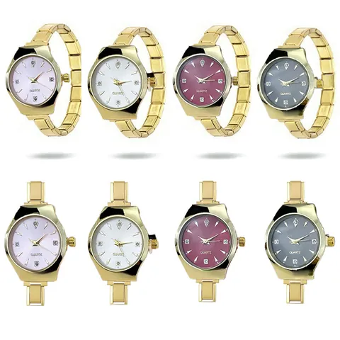 Italian Style Modular DIY Stainless Steel Quartz Watch Gold Plated Rhinestone Dial Fashion Ins Wristwatch for Women