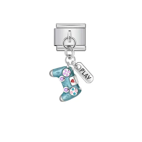 Stainless Steel Rhinestone Italian Link Charm Musical Instrument Pendant For DIY Bracelet Enameled Modular Jewelry Accessory