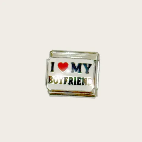 Ανοξείδωτο Ατσάλι Ιταλικό Modular Charm για DIY Βραχιόλι Link I Love My Boyfriend Girlfriend Καρδιά Κόσμημα Charm