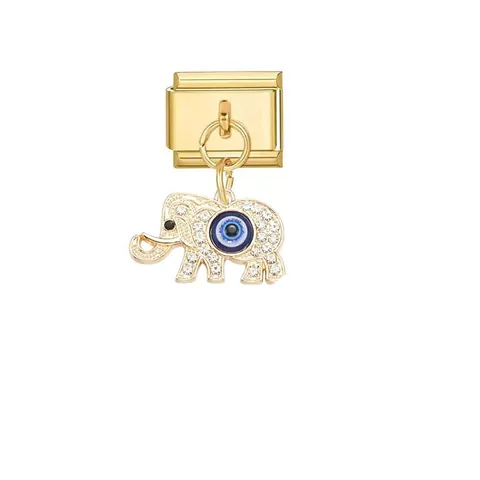 Italian Modular Charm Pendant Evil Eye Hamsa Hand Elephant Stainless Steel Alloy Gold Plated DIY Bracelet Accessories For Jewelry Making Women